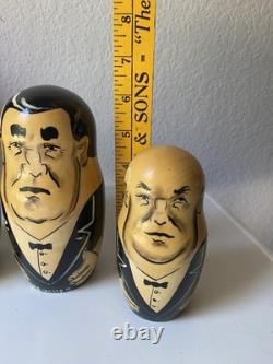 Vintage Russian Nesting Political Matryoshka Hand Painted Set, 9 Dolls