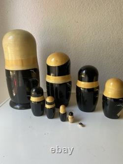 Vintage Russian Nesting Political Matryoshka Hand Painted Set, 9 Dolls