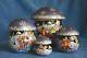 Vintage Russian Purple Lacquer Mushroom Dome Troika Winter 5 Nesting Dolls Box