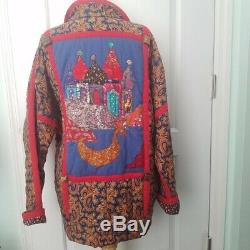 Vintage Russian Quilted Jacket Elena Pelevina Folk Art Nesting Doll Hand Painted