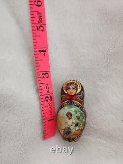 Vintage Russian Red Nesting Dolls Exquisite Hand Painted Signed Set of 5
