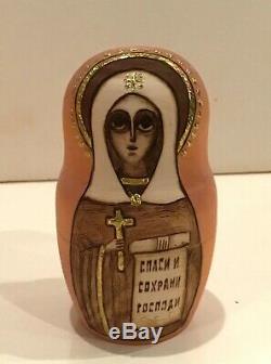 Vintage Russian Religious Icon Nesting Doll 10 Pc Madonna & Child 90-s