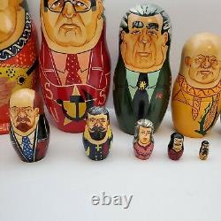 Vintage Russian Soviet Union Leaders Hand Painted Matryoshka Nesting Dolls Set