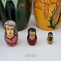 Vintage Russian Soviet Union Leaders Hand Painted Matryoshka Nesting Dolls Set