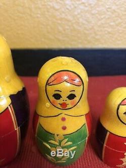Vintage Russian/Soviet Union Nesting Dolls Complete Set of 9
