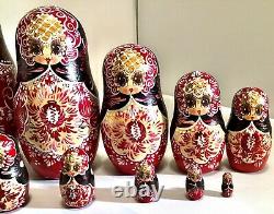 Vintage Russian Traditional Hand Painted Lacquer MATRYOSHKA Nesting Dolls 10pcs