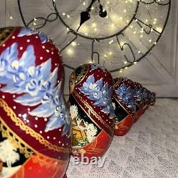 Vintage Russian Winter Fairytale Nesting DOLL Hand Painted Signed 8 7 Pce