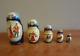 Vintage Russian Wooden Matryoshka Nesting Doll Winter Motif Signed 5 Piece