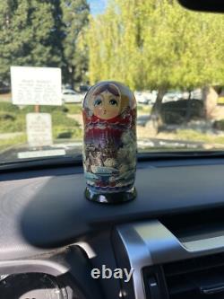 Vintage Russian Wooden Nesting Dolls Hand Painted