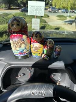 Vintage Russian Wooden Nesting Dolls Hand Painted