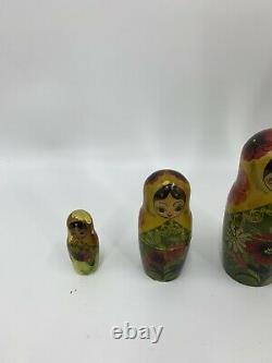 Vintage Russian ceprueb nocag nesting dolls Set Of 5 Signed 1998