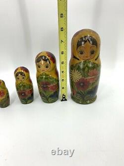 Vintage Russian ceprueb nocag nesting dolls Set Of 5 Signed 1998