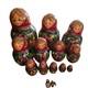 Vintage Russian Nesting Doll 15 Pcs Hand Carved Painted Signed 10 Tall