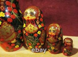 Vintage Russian nesting dolls Set of two both signed ornate