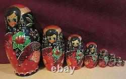Vintage Russian nesting dolls Set of two both signed ornate