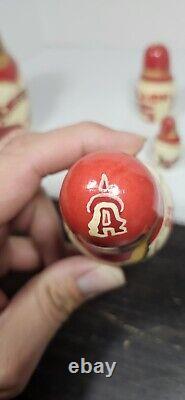 Vintage Rustic Nesting Doll matryoshka Los Angeles Angels MLB Baseball Russian