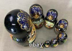 Vintage SIGNED Russian Nesting Dolls -10 piece set Beautiful hand painted rare