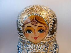 Vintage Sergiev Posad 10 Piece Russian Matryoshka Nesting Dolls Signed