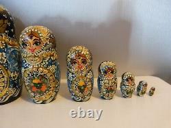 Vintage Sergiev Posad 10 Piece Russian Matryoshka Nesting Dolls Signed