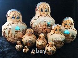 Vintage Set 10 Russian Hand Painted collector Nesting doll S. Pasad 96
