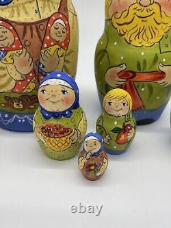Vintage Set Of 7? Authentic Russian Matryoshka Family Nesting Dolls, Signed