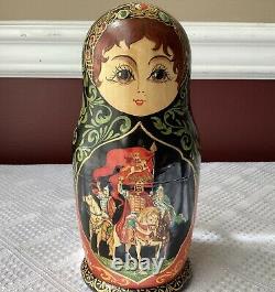 Vintage Set Of 7 Russian Matryoshka Fairytale Nesting Dolls, Signed, 1992, 7 T