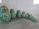 Vintage Signed Green Russian 10 Pieces Matryoshka Doll