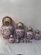 Vintage Signed Lavender Purple Russian 10 Pieces Matryoshka Doll Nesting Set