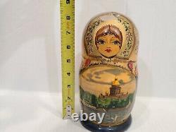 Vintage Signed Matryoshka Russian Nesting Doll, handpainted, 7 dolls with defects