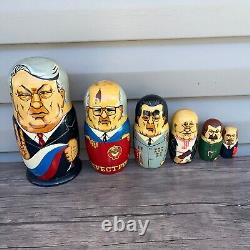 Vintage Soviet Union History Political Leaders 6 Russian Nesting Dolls
