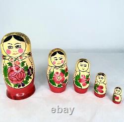 Vintage USSR Matryoshka Russian Nesting Dolls Set Soviet Union Painted Wooden