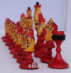 Vintage USSR RUSSIAN Wood Hand Painted MATRYOSHKA BABUSHKA Doll Chess Set