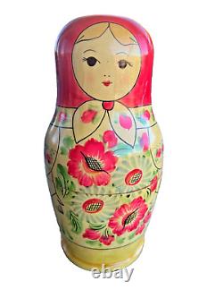 Vintage USSR Russian 10 Wooden Nesting Dolls Set of 13