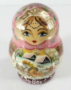 Vintage Winter Troika Matryoshka Russian Nesting Dolls -Signed-