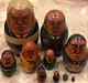 Vintage Wood Hand Painted Russian Presidents Leaders Nesting Dolls 10 Pcs 8