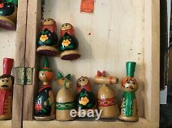 Vintage Wooden Russian Nesting Doll Chess Set USSR Estate Fresh