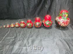 Vintage russian nesting dolls 10 Pieces matryoshka Babushka Hand Painted Signed