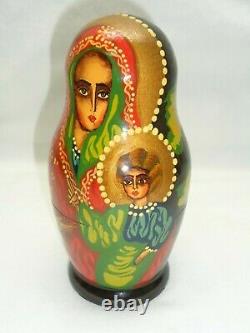 Virgin Mary Baby Jesus Russian Orthodox Wood Nesting Doll Mother And Child