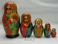 Virgin Mary Baby Jesus Russian Orthodox Wood Nesting Doll Mother And Child