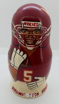 Virginia Tech Hokies Russian Nesting Dolls, 5 Dolls, Hand Crafted, VGC