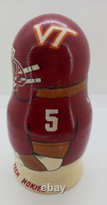 Virginia Tech Hokies Russian Nesting Dolls, 5 Dolls, Hand Crafted, VGC