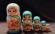 Vtg Beautiful Hand Painted Russian Matryoshka Wooden Nesting Doll Blue & Gold