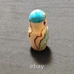 Vtg Beautiful Hand Painted Russian Matryoshka Wooden Nesting Doll Blue & Gold
