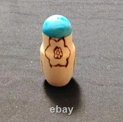 Vtg Beautiful Hand Painted Russian Matryoshka Wooden Nesting Doll Blue & Gold