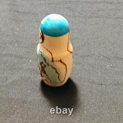 Vtg Beautiful Hand Painted Russian Matryoshka Wooden Nesting Doll Blue & Gold