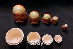 Vtg Beautiful Hand Painted SIGNED Russian Matryoshka Wooden Nesting Doll WINTER