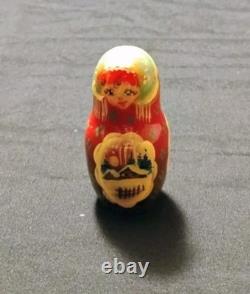 Vtg Beautiful Hand Painted SIGNED Russian Matryoshka Wooden Nesting Doll WINTER
