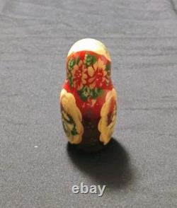 Vtg Beautiful Hand Painted SIGNED Russian Matryoshka Wooden Nesting Doll WINTER