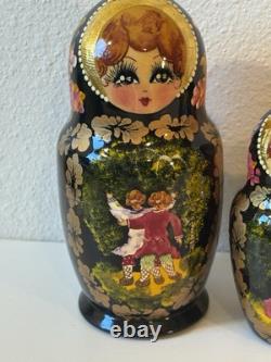 Vtg Carved Russian Nesting Dolls SERGIEV POSAFD Matryoshka FOLKTALE Moscow 1997