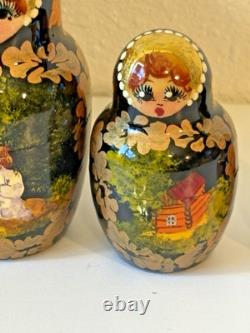 Vtg Carved Russian Nesting Dolls SERGIEV POSAFD Matryoshka FOLKTALE Moscow 1997